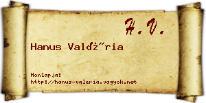 Hanus Valéria névjegykártya